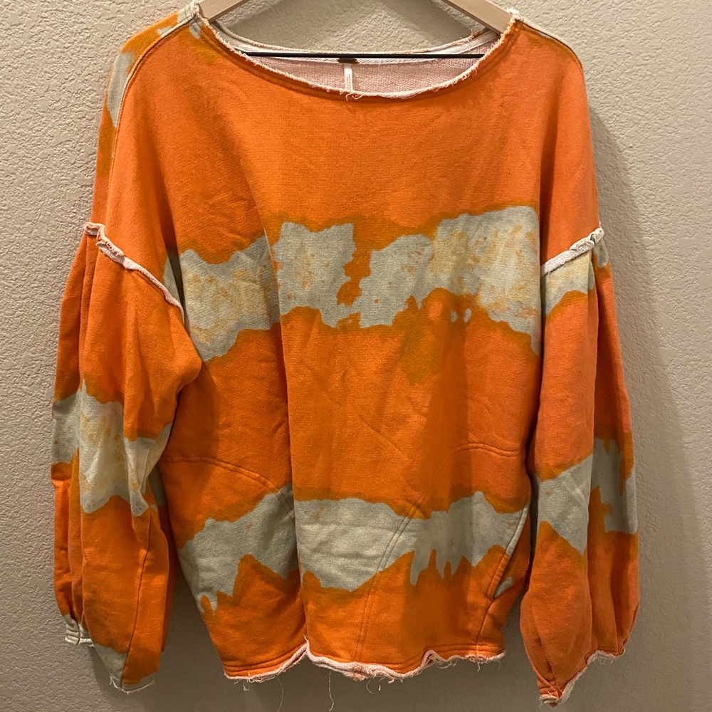 Free People Feels Right Pullover in Orange Tie Dye, Oversized, Slouchy, Size S - Picture 4 of 8